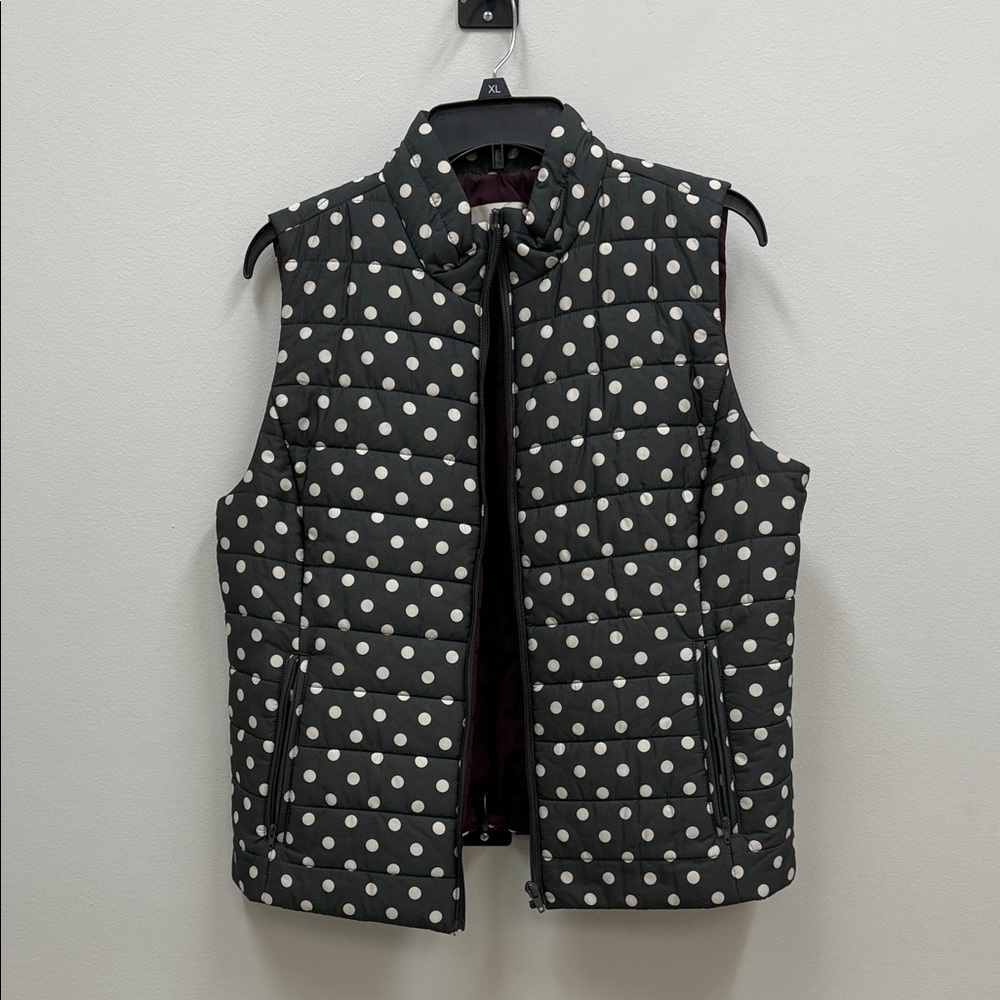 LOFT Ann Taylor Polka Dot Puffer Vest Women’s Sz Large! - Picture 1 of 6